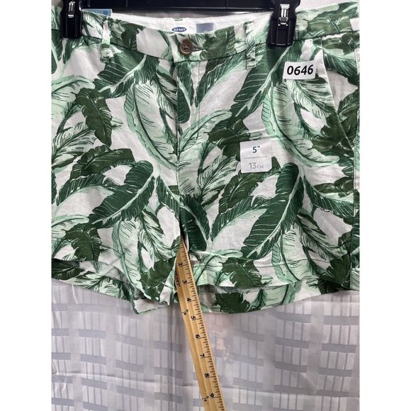 OLD NAVY Shorts Women's Size 10 Green/White Floral All Over Print Linen Summer - Picture 6 of 11